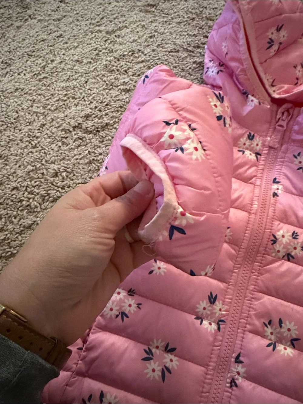 jumping beans Pink Floral Quilted Hooded Puffer Jacket
